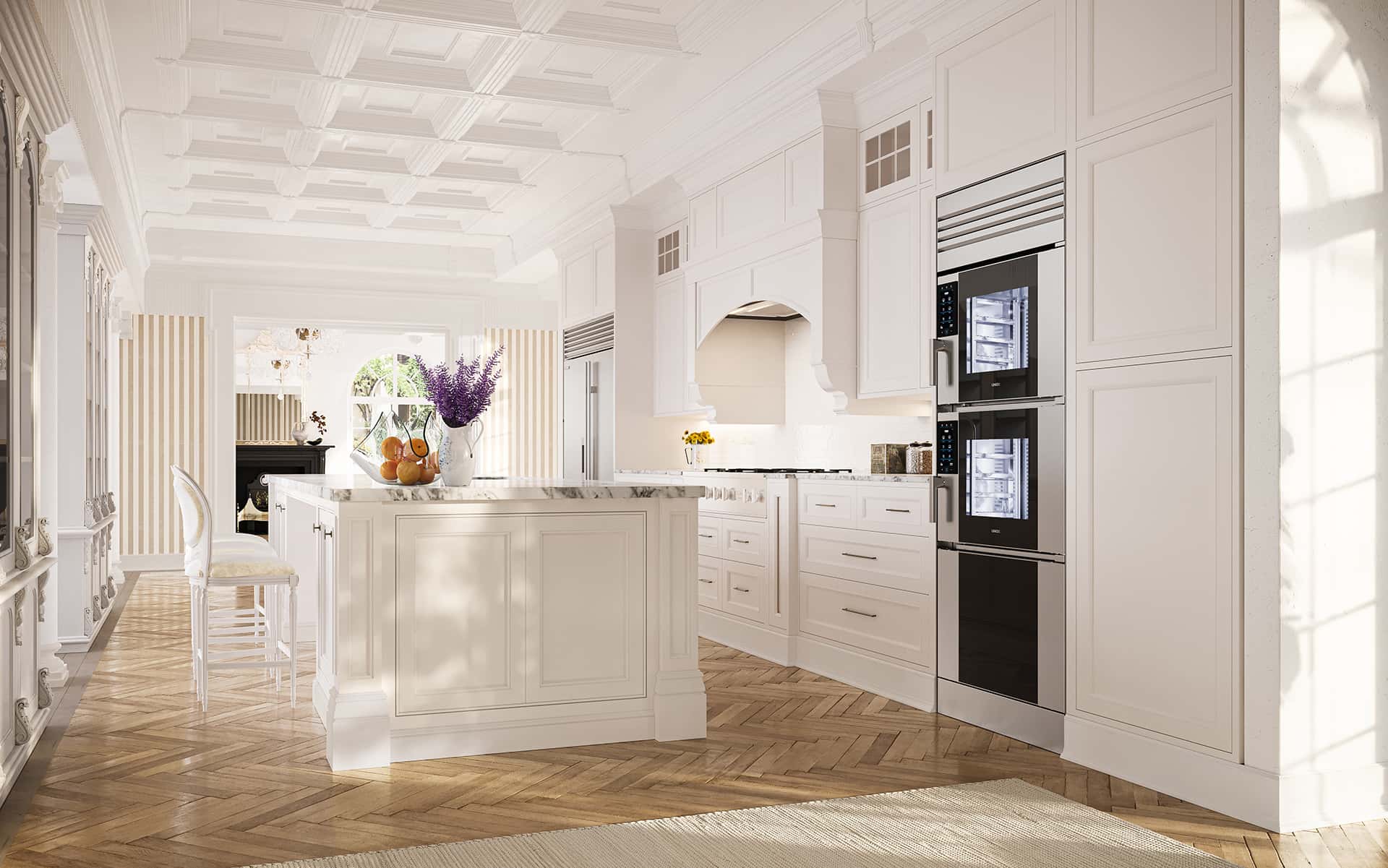 British cottage in Cotswolds with country kitchen featuring Unox Casa's commercial oven for home