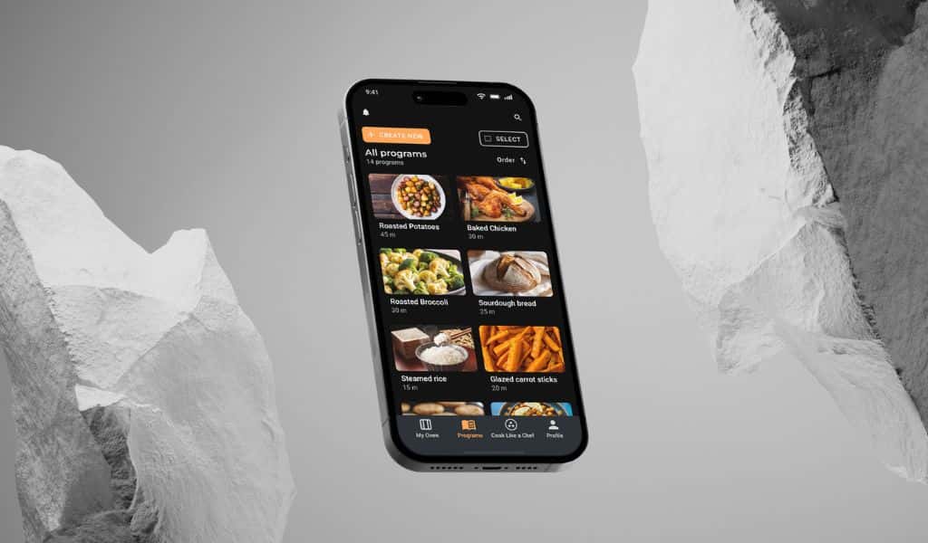 Unox Casa App's section Programs - a personal library where users may create their personalised cooking programs