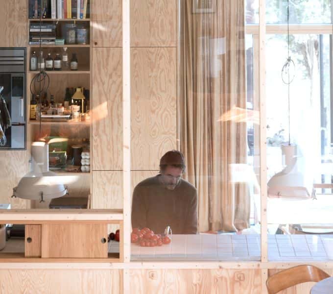 Gotland House's owner in his kitchen