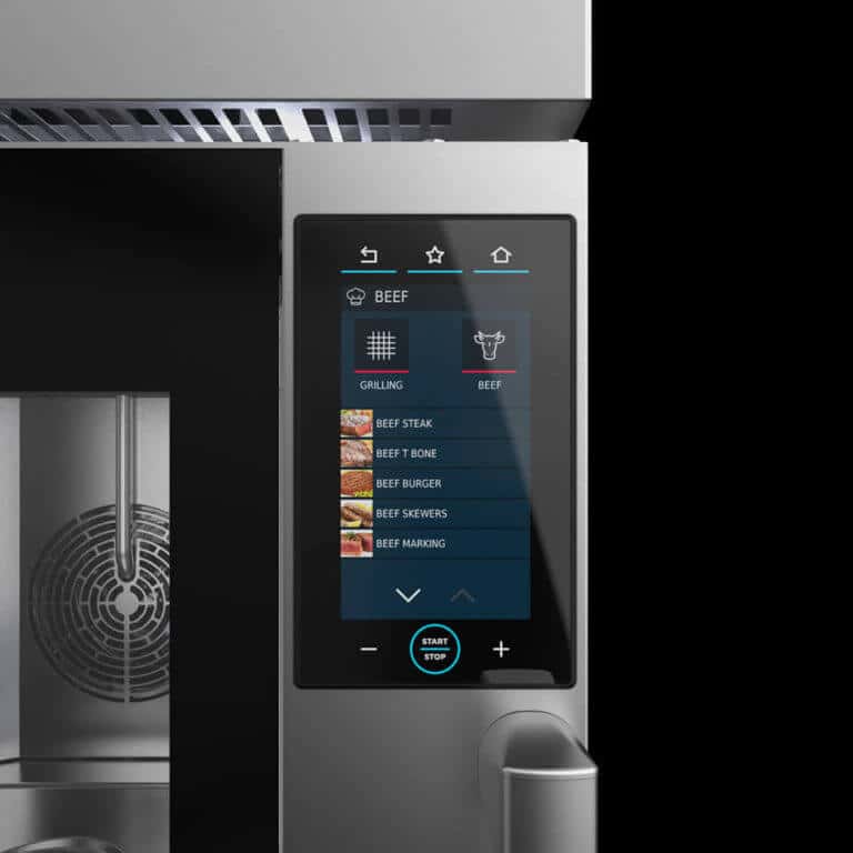Digital control panel of Unox Casa's smart ovens featuring the autocook function